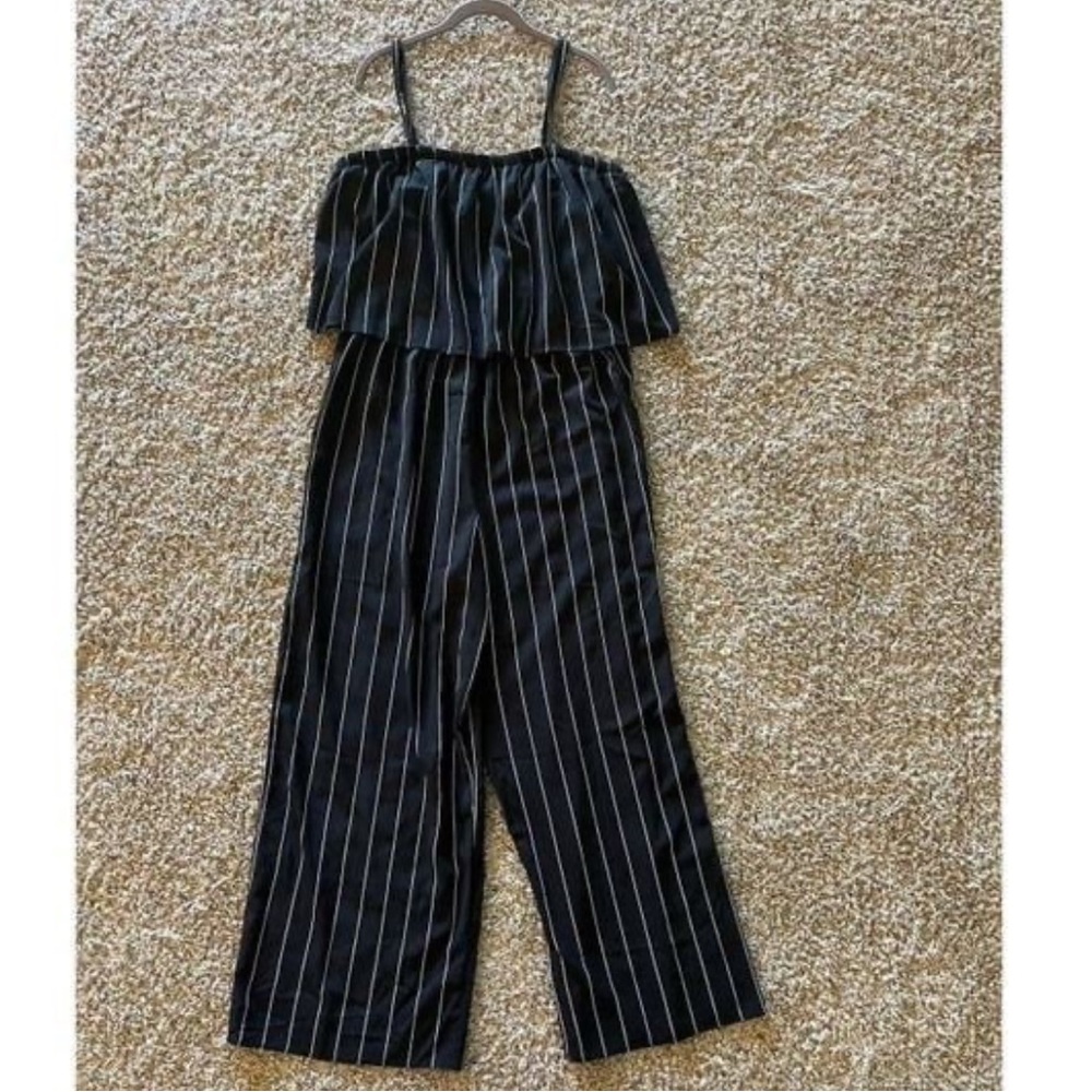 Black and White Striped Women’s Jumpsuit/Romper Size X Large Spaghetti Strap